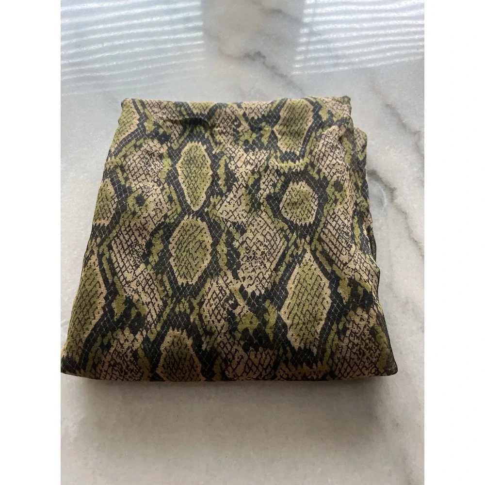 Snake Print Shawl Wrap 28x71 Olive Tan Lightweight Scarf Animal Print NWT